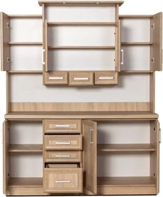 Kredenc II Ramiak 160 s osvetlením, sonoma (sklo hranaté , paula, doska sonoma)