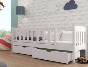 MAXMAX Detská posteľ z masívu borovice Gandalf so zásuvkami - 200x90 cm - BIELA