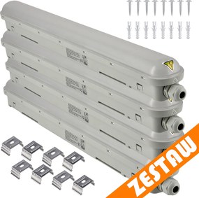 SADA 4 ks hermetických svietidiel PILA 60cm 18W 4000K 2000lm IP65