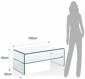 Sklenený konferenčný stolík 50x100 cm Cristal Evo – Tomasucci