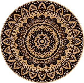 Koberec NOVO Mandala hnedý / čierny kruh