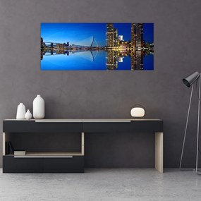 Obraz - nočný Rotterdam (120x50 cm)