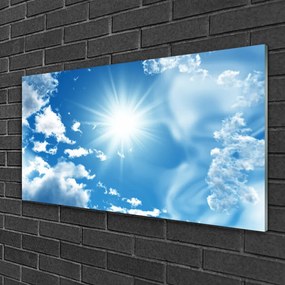 Skleneny obraz Slnko mraky nebo modré 120x60 cm