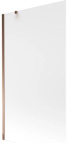 Mexen Next, vaňová zástena 1-krídlová 100 x 150 cm, fixné krídlo, 6 mm námraza sklo, ružové zlato profil, 895-100-000-00-30-60