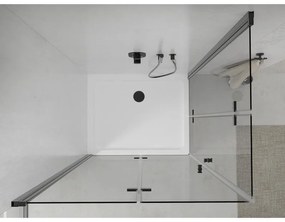 Mexen Lima Duo, sprchovací kút s 2-krídlovými skladacími dverami 80 (dvere) x 70 (dvere) cm, 6mm číre sklo, čierny profil + slim sprchová vanička 5cm biela s čiernym sifónom, 856-080-070-70-02-4010B