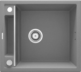 Deante Magnetic, granitový drez na dosku 560x500x219 mm, 3,5" + priestorovo úsporný sifón, 1-komorový, šedá, ZRM_S103