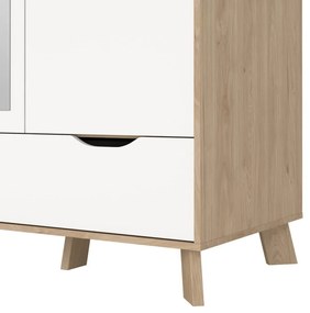 Biela/v prírodnej farbe šatníková skriňa v dekore duba so zrkadlom 147x201x58 cm Ikast – Tvilum