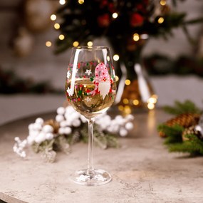 TEMPO-KONDELA TIPSY TRIO, poháre na víno, set 3 ks, 450 ml, číre so zimným motívom
