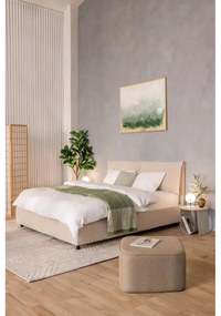 Béžová čalúnená dvojlôžková posteľ s úložným priestorom s roštom 160x200 cm Myra Pillow – Bonami Selection