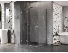Mexen Lunar T, sklápací sprchový kút ľavý 115 x 80 cm, 8mm číre sklo, oceľový profil, 834T-115-080-97-00-L