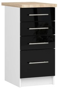 Spodná kuchynská skrinka s doskou OLIWIA S40 SZ4 biela / čierna, lesk