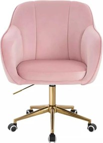 LuxuryForm DESIGN Stolička AVOLA VELUR na zlatej podstave s kolieskami - svetlo ružová