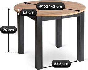 HARRY Rozkladací stôl 102-142 cm Artisan Dub/Čierna