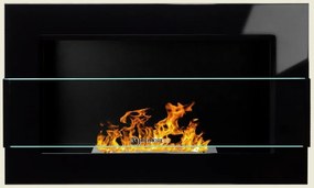 Závesný biokrb na stenu EOS ČIERNY LESK SO SKLOM 65x40x12