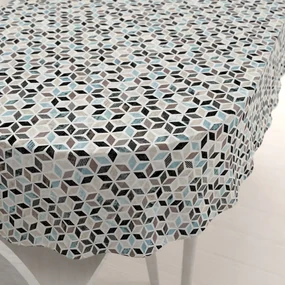 Biante Dekoračný oválny obrus Leona LN-059 Tyrkysovo-čierna mozaika 130x220 cm