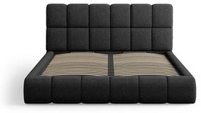 Čierna čalúnená dvojlôžková posteľ s úložným priestorom s roštom 180x200 cm Bellis – Micadoni Home