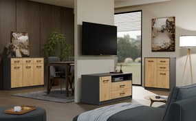 TV stolek SIMPLO 1D2S 109 cm antracitový/dub artisan
