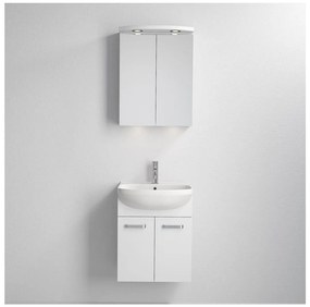 Kúpeľňová skrinka Vang s umývadlom + LED zrkadlová skrinka 230 V IP44 biela
