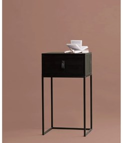 Čierny nočný stolík so zásuvkou WOOOD Zola