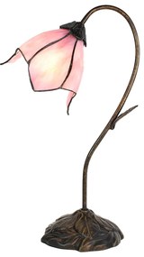 Stolná lampa Tiffany Flower Pink  - 30*17*48 cm E14/max 1*25W