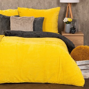 4Home Obliečky mikroflanel Stripe žltá, 140 x 200 cm, 70 x 90 cm