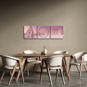 Obraz - Stromy pod snehovou prikrývkou (s hodinami) (90x30 cm)