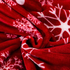 Červená vianočná mikroplyšová baránková deka SNOWFALL Rozmer: 150 x 200 cm