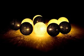 Bavlnené svietiace guličky LED 10 ks - tmavo šedé