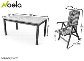 Noela Záhradný teakový set 1+4 pre 4 osoby Garden V.