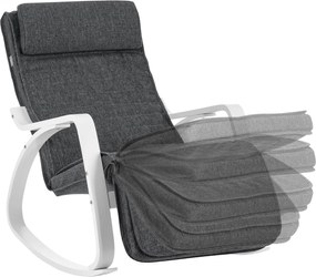 Hojdacie kreslo brezové, relaxačné kreslo, 5 stupňová nastaviteľná opierka nôh, tmavošedé