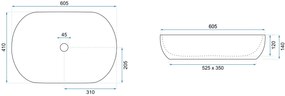Rea Cleo Aiax, umývadlo na dosku 605x410x120 mm, biela-imitácia kameňa Aiax, REA-U9656