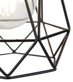 Rustikálna nástenná lampa čierna s drevom - Dami Frame