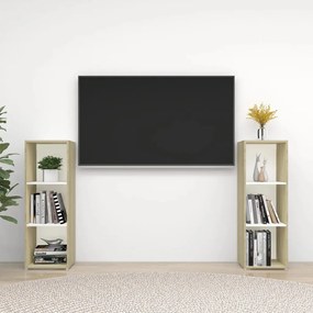 TV skrinky 2 ks biele a dub sonoma 107x35x37 cm drevotrieska