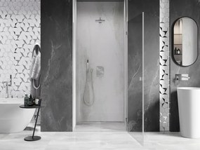 Mexen, Mexen Lunar-B Otočné pravé sprchové dvere 75 cm, transparentné, brúsený nikel - 832-075-000-97-00-P