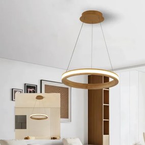 Brilagi - závesný LED luster na lanku UMEA WOOD, 30 W, 230 V, priemer 40 cm, drevený