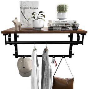 Nástenný vešiak s policou NATE hnedá/čierna