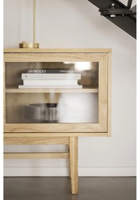 Vitrína v dekore duba s posuvnými dverami v prírodnej farbe 170x75 cm Hazelton – Rowico