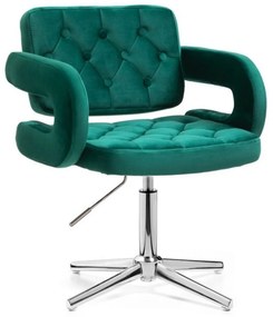 LuxuryForm DESIGN Stolička ADRIA VELUR na striebornom kríži - zelená