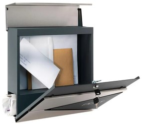 Poštová schránka s priehradkou na noviny, strieborná,2 kľúče