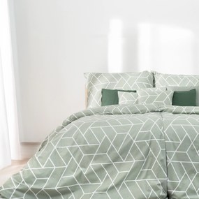 Goldea bavlnené posteľné obliečky - mozaika na šalviovom 140 x 200 a 70 x 90 cm