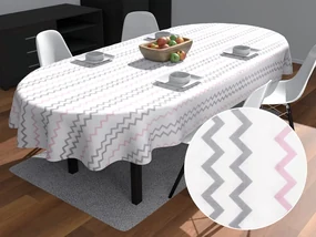 Biante Bavlnený oválny obrus Sandra SA-124 Ružovo sivé cik-cak pásiky 120x200 cm