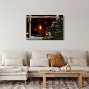 Obraz - Žiariaca vianočná sviečka (90x60 cm)