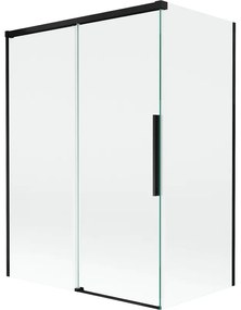 Mexen Rox, 2-krídlová posuvná vaňová zástena 120 + 70 x 150 cm, 8mm číre sklo, čierny matný profil, 8C9-120-070-70-00