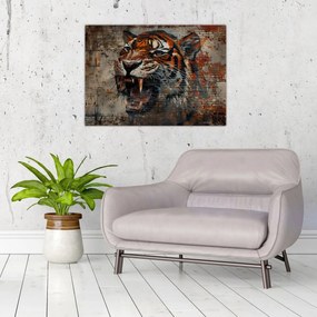 Obraz - Tiger z tehál (70x50 cm)
