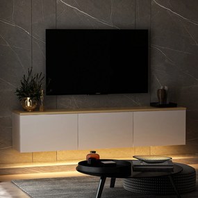 TV stolík/skrinka Neola 1 (biela + dub) (s osvetlením). Akcia -19%. Vlastná spoľahlivá doprava až k Vám domov. 1073295