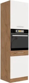 Vysoká kuchynská skriňa pre vstavanú rúru Vigo, dub lancelot/biely lesk,60 cm%