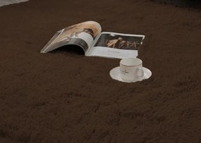 Protišmykový koberec SHAGGY tmavohnedý