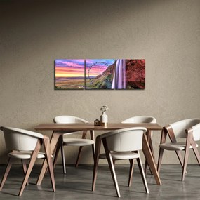 Obraz - Vodopád Seljalandsfoss (s hodinami) (90x30 cm)