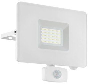 EGLO Vonkajší LED nástenný reflektor s čidlom FAEDO 3, 50W, neutrálna biela, biely, IP44