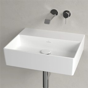 VILLEROY &amp; BOCH Memento 2.0 závesné umývadlo bez otvoru, bez prepadu, 500 x 420 mm, Stone White, s povrchom CeramicPlus, 4A2253RW